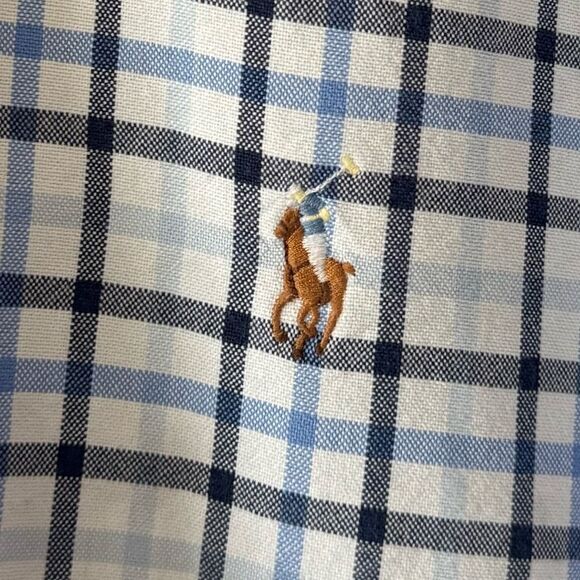 Ralph Lauren Men’s Blue Plaid Oxford Shirt 2XB Long Sleeve Button-Down Preppy - Picture 4 of 6